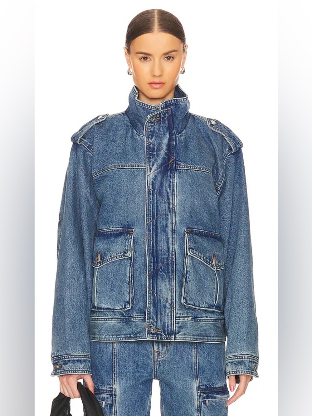 NWOT - GRLFRND Arden Denim Cargo Utility Jacket - Small